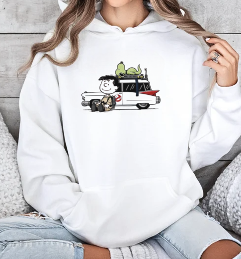 Venkman Slimer and the Ecto 1 Ghostbusters X Charlie Brown and Snoopy Peanuts Charlie Venkman T-Shirt Unisex Hoodie