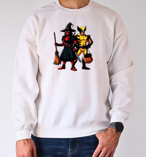 Witch Deadpool and Wolverine Halloween T-Shirt Unisex Sweatshirt